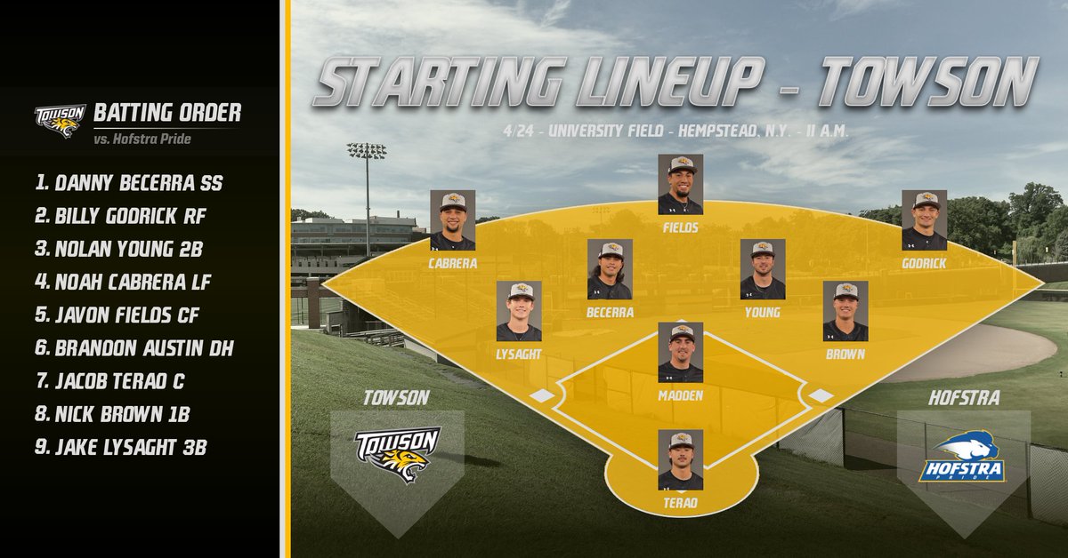 Towson_BASE's tweet image. The starting lineup! 
#UnitedWeRoar | #NCAABaseball