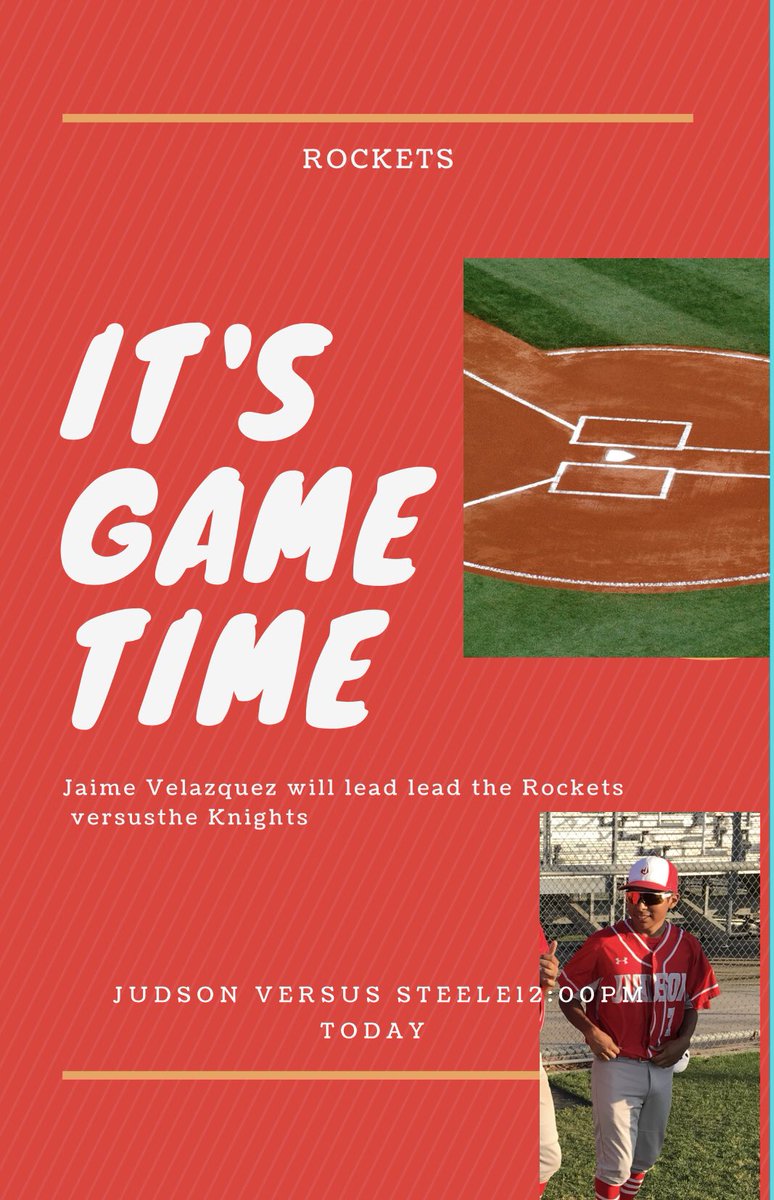 Rockets versus Steele12pm today at Judson: Michael Burroughs will start on the mound, Jaime Velazquez led the Rockets with three hits in Tuesday’s 11-8 win over Steele,Johnny Ortiz was credited with his first District win.