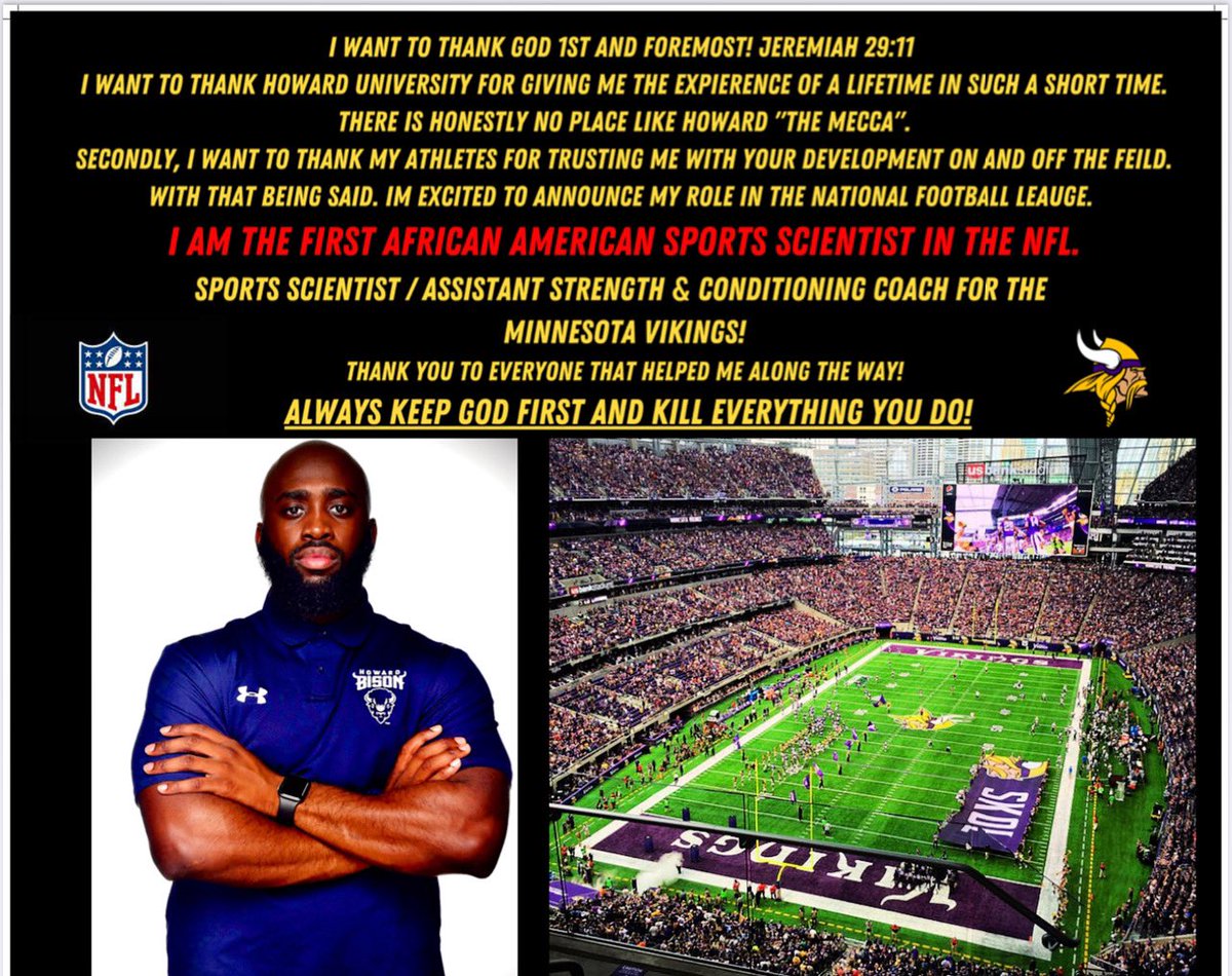 Coach_Jwoodz's tweet image. @NFL @Vikings 📈📈🙏✊🏾@HUBisonSports Thank you!
