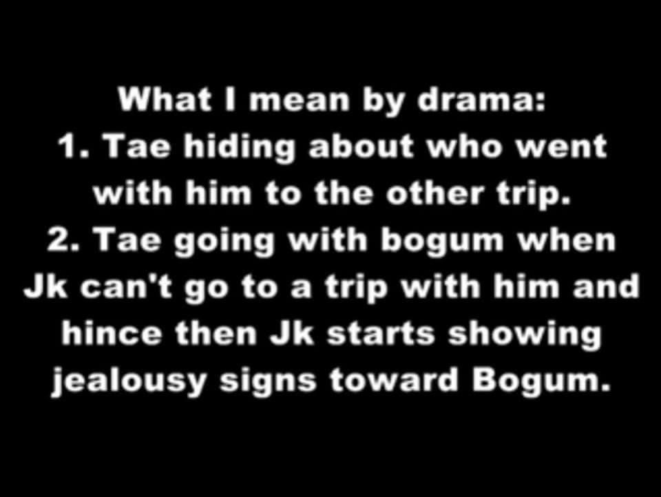 remember when taekooklives made a whole video just to say that the only reason KM went on their Tokyo trip was because JK was jealous that TH went to Jeju with Bogum 