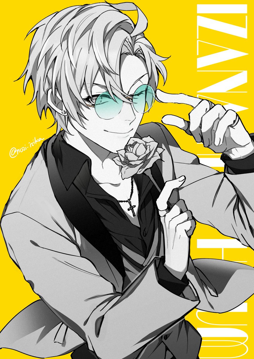 1boy male focus jewelry flower rose ring solo  illustration images