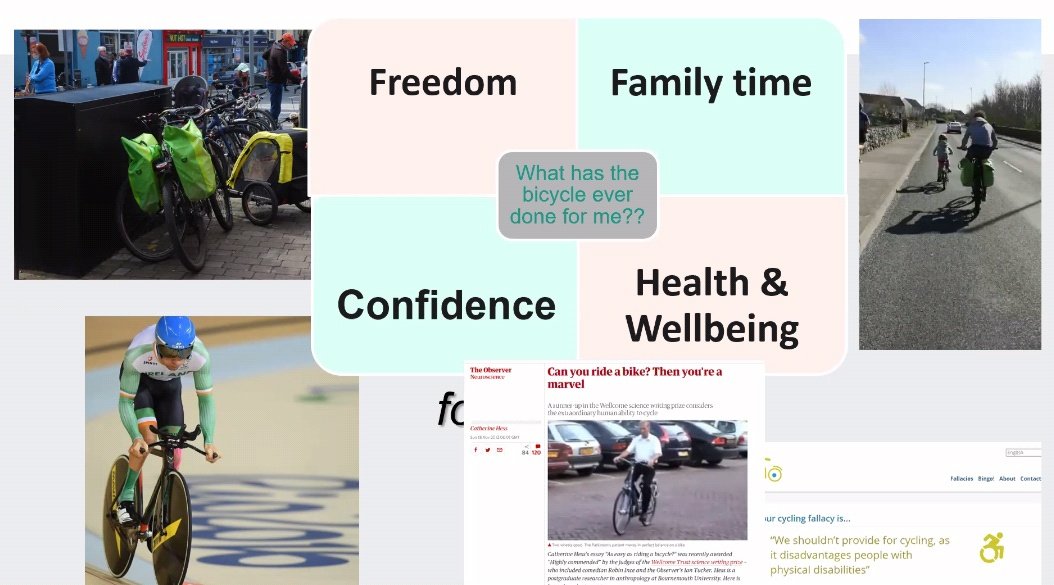 "What has the bicycle ever done for me?" - asks  @eoghan_clifford.Well, a lot!When walking is painful, even driving isn't as convenient as cycling.Family life, active play & transport with his kids.Health, exercise is key to mitigate effects of a muscle wasting condition.