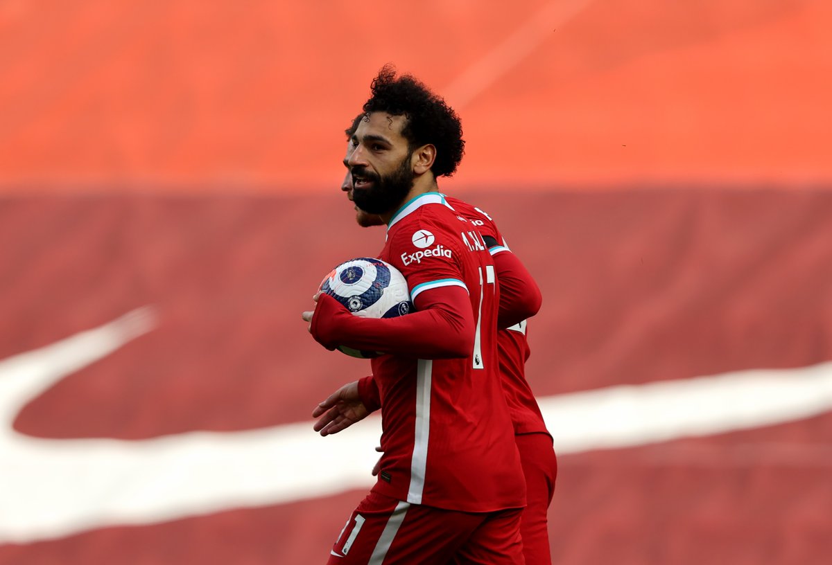 Footballtweet's tweet photo. Mo Salah is now the first Liverpool player in history to score 20 or more goals in the Premier League in three different seasons. 🇪🇬 https://t.co/5aSU3pNuyA