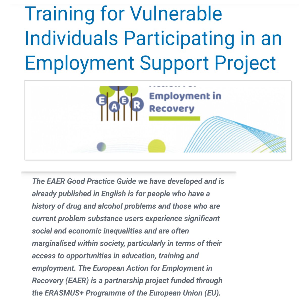 Training for Vulnerable Individuals Participating in an Employment Support Project - go.shr.lc/2O2716r via.<a href="/DFOIW2W/">Dutch Foundation W2W</a>