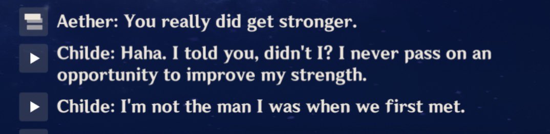 But anyway, the desire to become stronger through battle that he developed in there is genuine. Even in his story quest he’s constantly putting emphasis on how he’s always challenging himself which is why he’s always getting stronger.