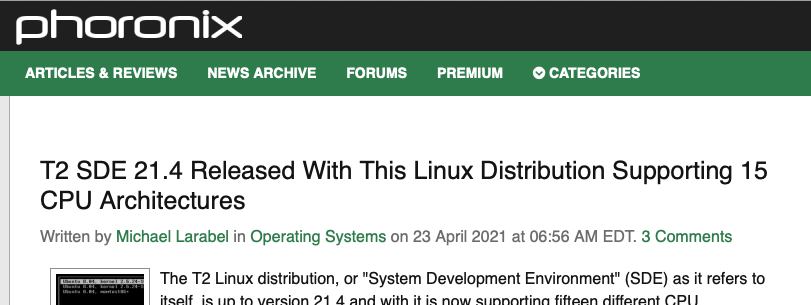 mpc7500v2's tweet image. #T2SDE 21.4 Released With This Linux Distribution Supporting 15 CPU Architectures
phoronix.com/scan.php?page=…

#PowerPC #PPC32 #PPC64 #PPC64le #OpenPOWER