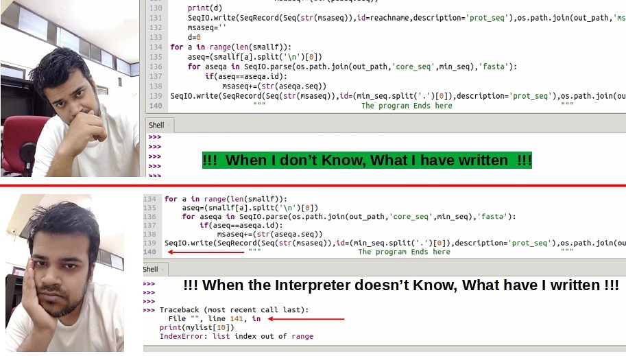 manish_pvictor's tweet image. Practice makes you perfect. 
When nobody is perfect, then why to practice??? 
#python #pythonerror #bioinformatics #LifeSciences #researcherlife