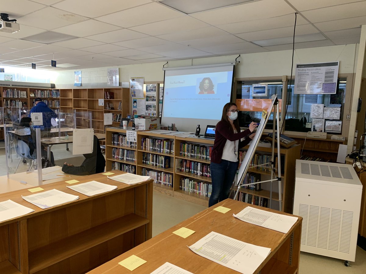 SchifferB's tweet photo. Which is more fun, spending Oprah’s money or yours?  Both! @FMS_BCPS Saturday Math enrichment program!!!  Two step equations come alive! #BCPSMATHMAGIC @BCPSMATH @parkermathed @svohrer @CbyersChristina @S_Mustipher https://t.co/WNtAKnAdMM