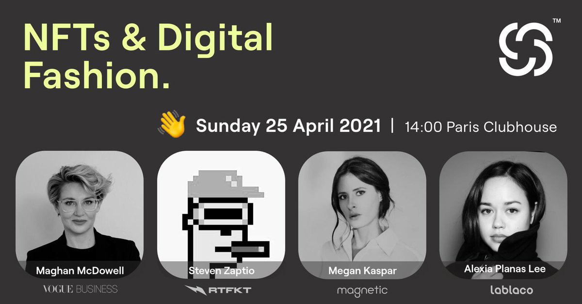 Tomorrow! Morning! I’ll be speaking about the status and future of digital fashion and NFTs in luxury fashion. (8am ET) joinclubhouse.com/event/ma6poGvv