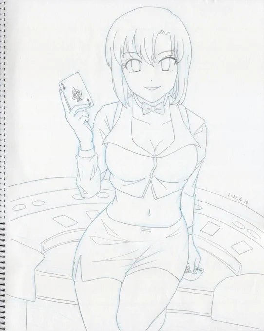 今日の練習絵を晒します。ちょっと古いパチスロのリオちゃんを描いてみました。パチスロやったことないんですけどね#イラスト練習 #絵練習 #リオ・ロリンズ・タチバナ 