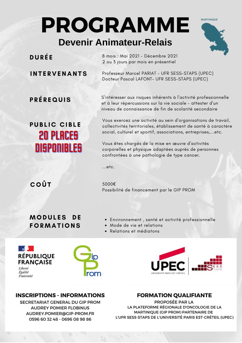 plateforme_de's tweet photo. Formation 2021 : Devenez Animateur-Relais
#GIPPROM #UPEC #MARTINIQUE https://t.co/llwfcmXN0L