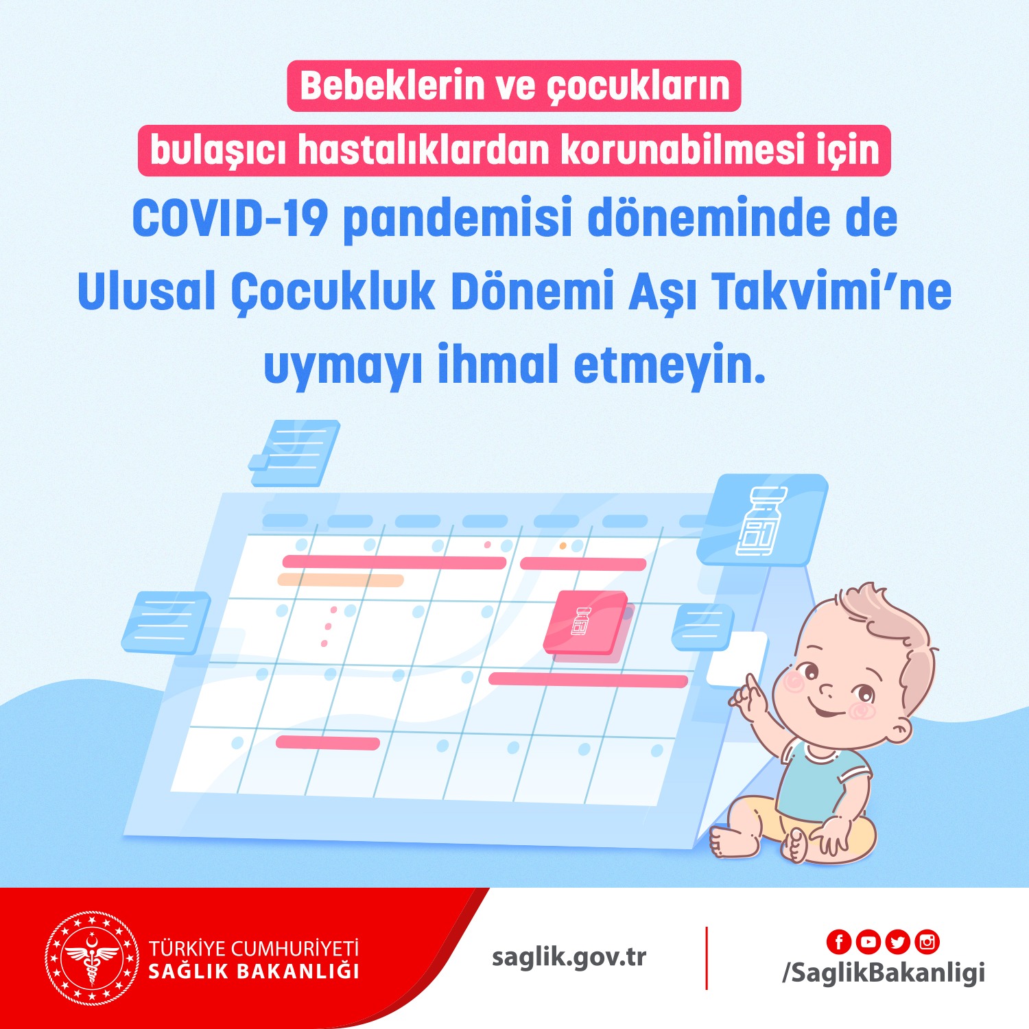 ট ইট র t c saglik bakanligi aile sagligi merkezlerinde bebeklik ve cocukluk cagi asilari ucretsiz yapilmaktadir bebeklerin ve cocuklarin bulasici hastaliklardan korunabilmesi icin covid 19 pandemisi doneminde de ulusal cocukluk donemi asi
