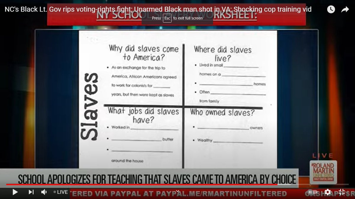 #FreshVoicesRise  #DemVoice1So in racist news today: 4th graders learn about how enslaved people came to the US as an exchange for citizenship.