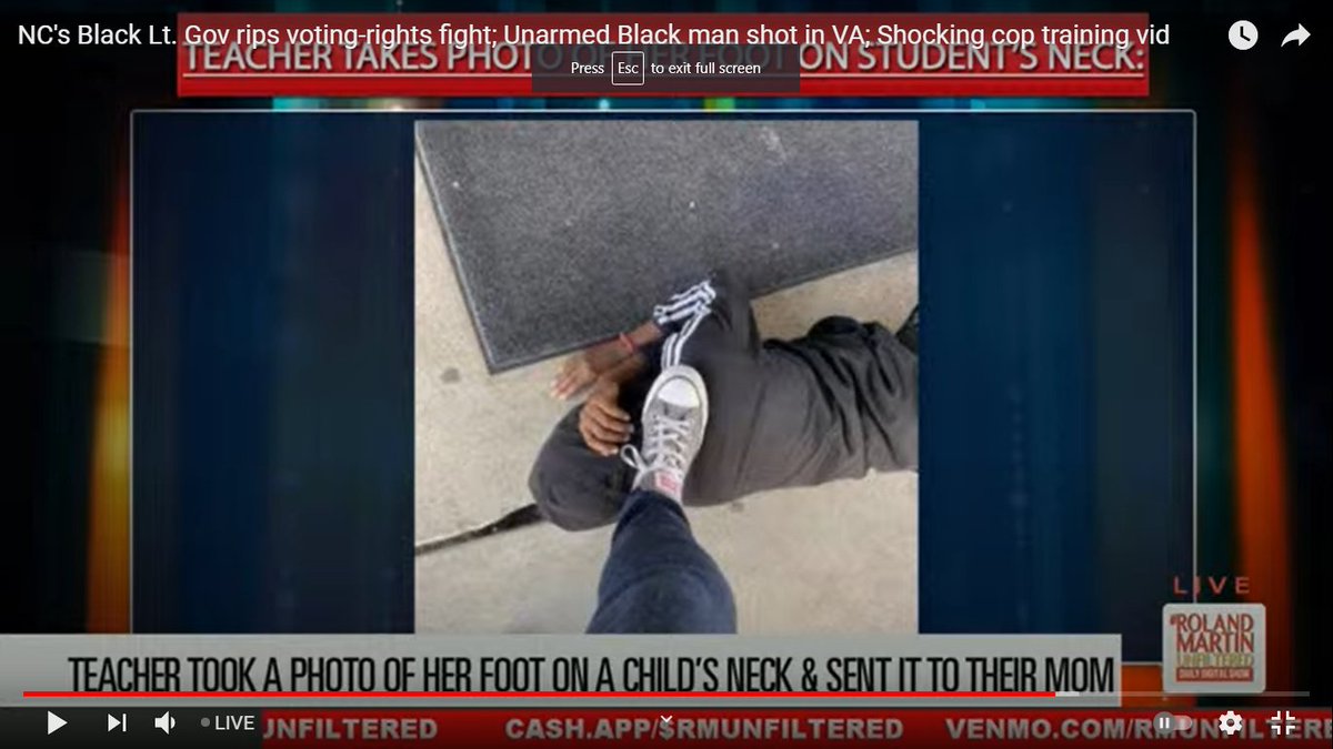 A teacher put her foot on a black student's neck and sent the picture to the child's mother.