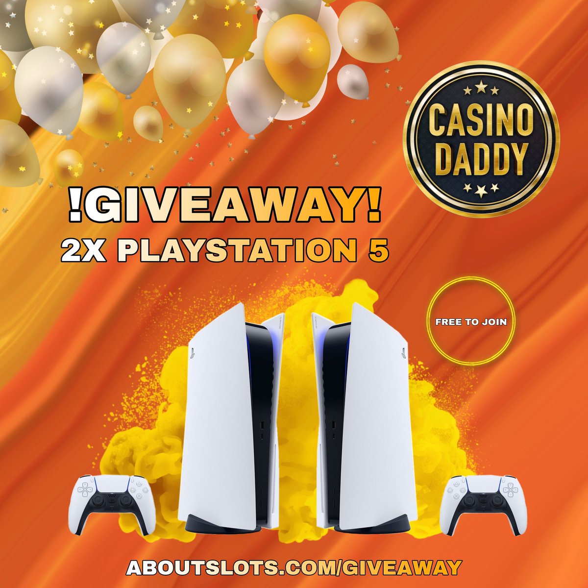 🎁 PS5 X2 GIVEAWAY! 🎁

Double PlayStation 5 giveaway proudly presented by us &amp; 7StarsPartners and as always FREE to enter!! 

Go to aboutslots.com/giveaway to join!