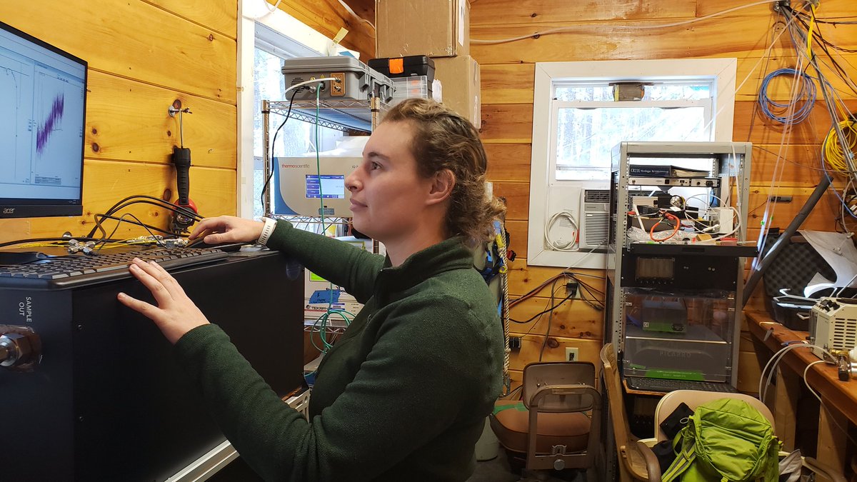 roseAtmos's tweet photo. After some long days, the OCS obs are up and running at Howland Forest in Maine! Perk of bring PI is that @jlharrison10 had to install all the lines on the tower :) https://t.co/sWw2Z9RIqE