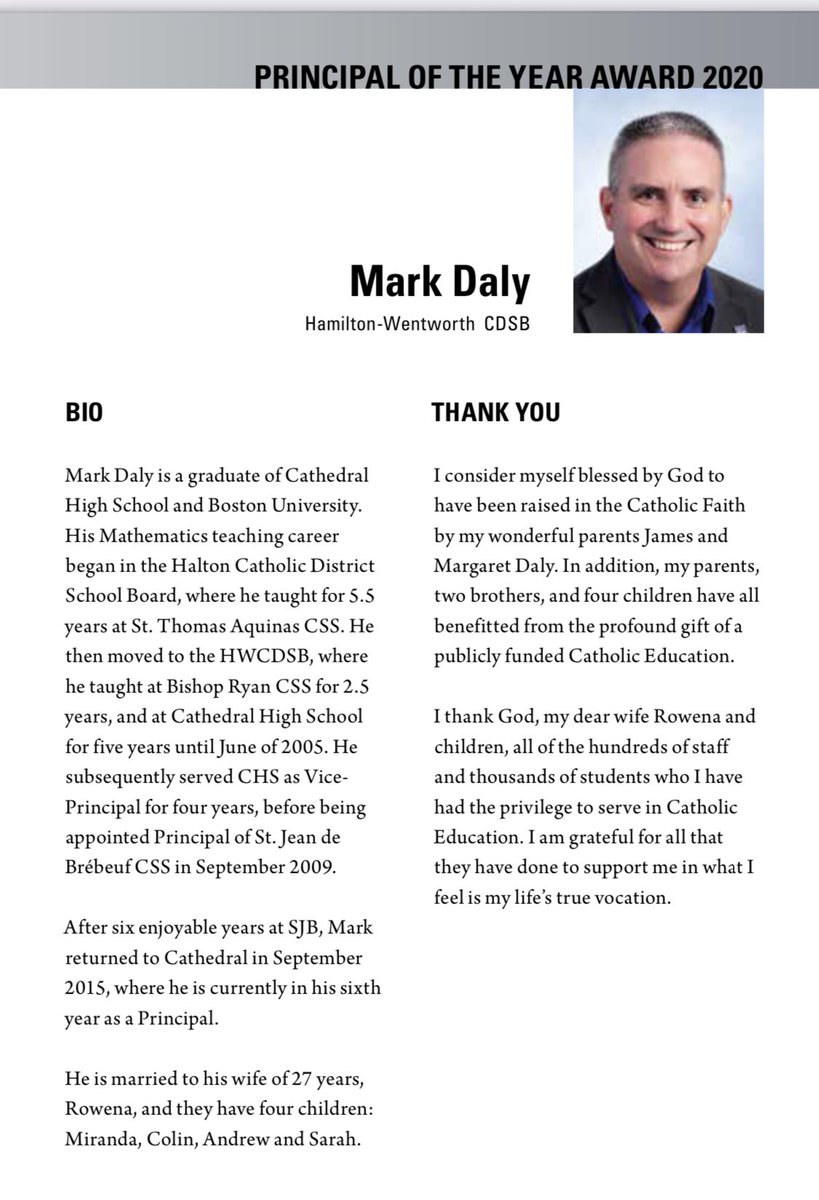 Congratulations to our principal, former coach, and one of the all-time greats of Cathedral basketball, <a href="/CHS_Daly/">Mark Daly</a>, on winning the <a href="/CPCOofficial/">CPCO</a> Principal of the Year Award! A very well deserved honour! <a href="/CHSTVNEWS/">CHSTV News</a> <a href="/HWCDSB/">HWCDSB</a>