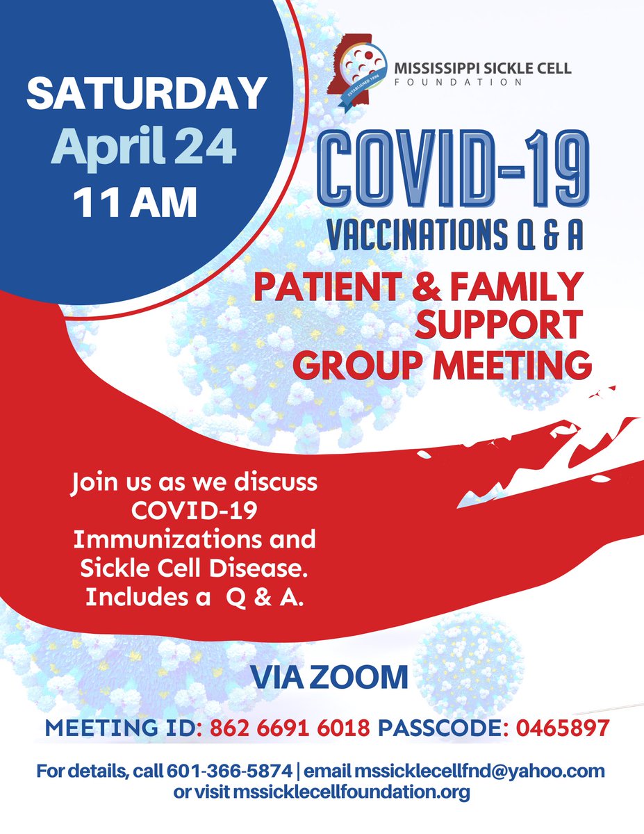 mssicklecell's tweet image. Happening today at 11, join us via Zoom