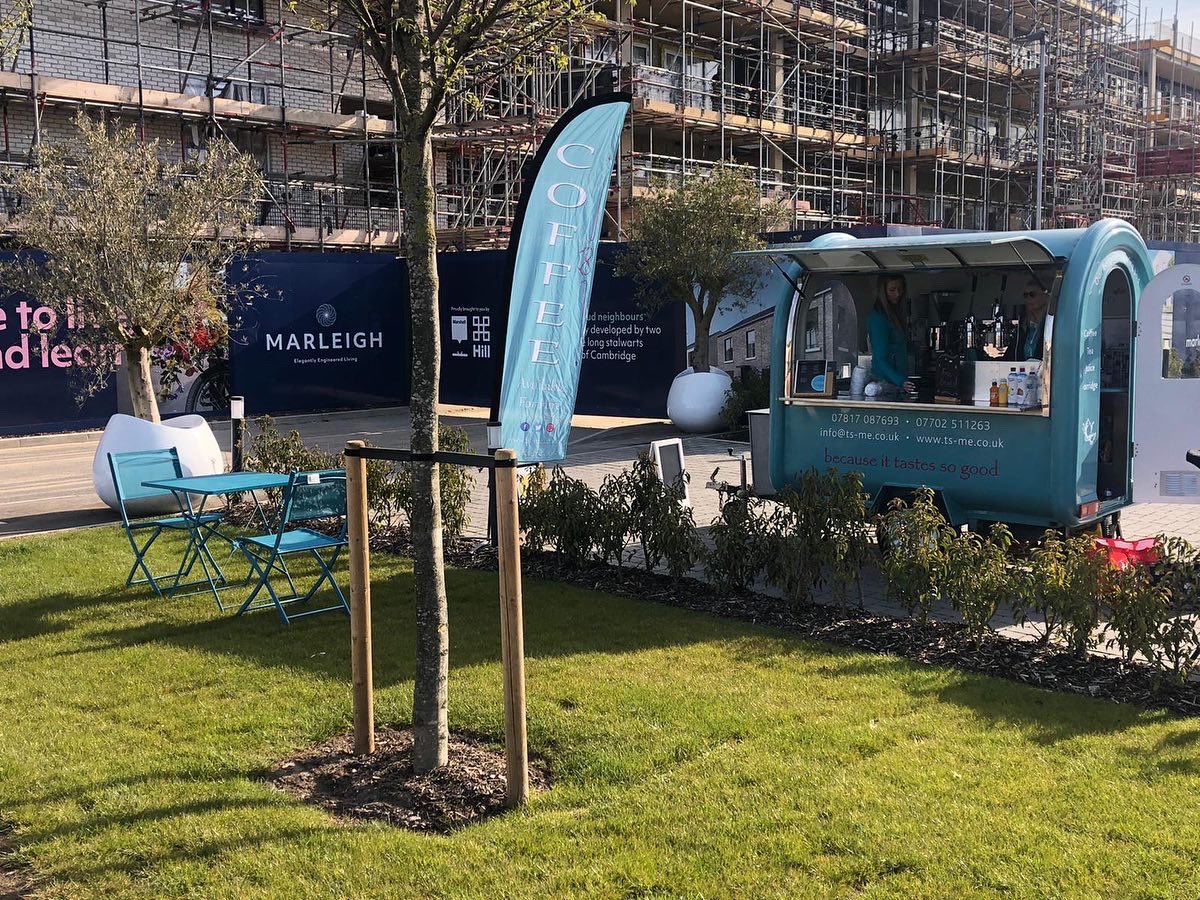 TsMeCoffee's tweet photo. And this was us this morning, set up and ready for the Marleigh Housing Development in Cambridge.
T’s Me Coffee is back!!!🥳🥳🥳 #firstdayback #marleigh #hill and #marshallcambridge #newmarketroadcambridge #coffee #coffeetrailer #catering #mobilecoffee #restart #weekend https://t.co/UJwDkyS3EO