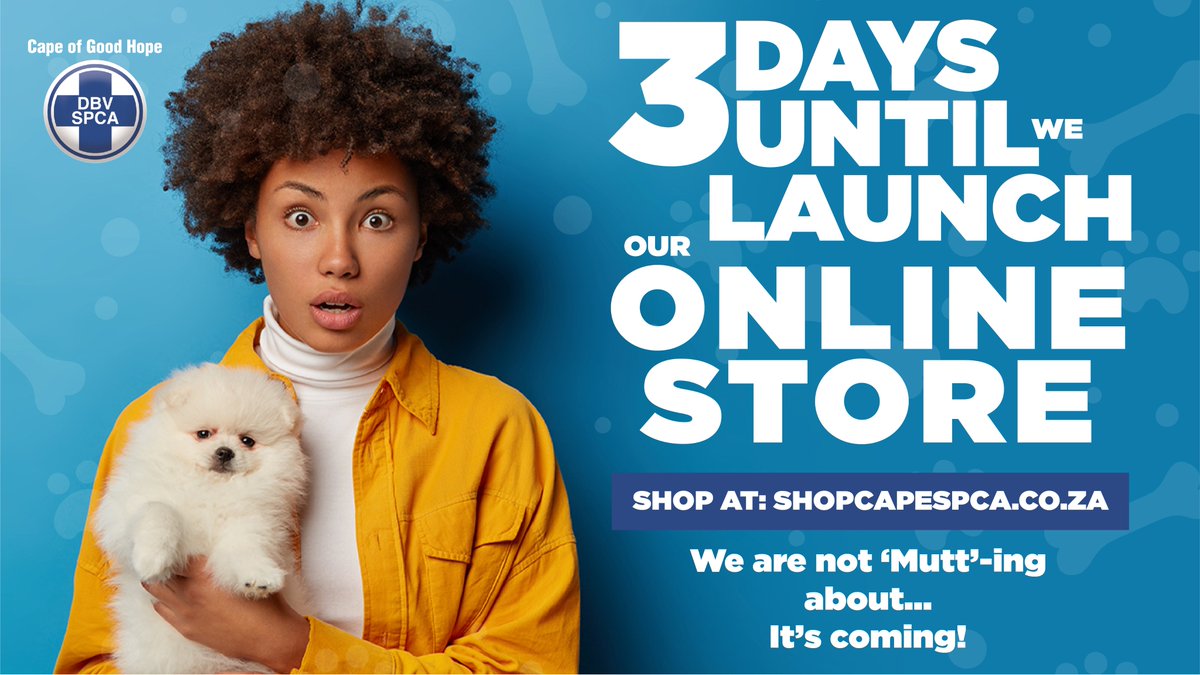 capespca's tweet photo. 3 DAYS LEFT!!
Can you guys believe we're so close!
It has been a 'Ruff' road for us but we would like to once again thank you guys 'Fur' all your support!
#onlinestore #onlineshopping #freetoshop #freedom4all #AnimalWelfare #onlinestore #capespca https://t.co/AwTgp2x7Yn