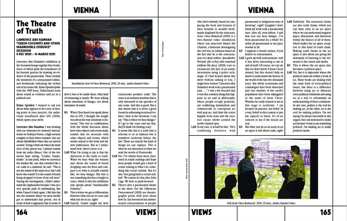 Sfeir-Semler Gallery (@sfeirsemler) on Twitter photo Lawrence Abu Hamdan discusses notions of truth, cosmologies and art in his exhibition "Green Coconuts and Other Inadmissible Evidence" at Secession with Spike Art Magazine.
<a href="/spike_art/">Spike Art Magazine</a> <a href="/LAbuHamdan/">Private Ear</a>
#contemporaryart #installationart #conceptualart #lawrenceabuhamdan Lawrence Abu Hamdan discusses notions of truth, cosmologies and art in his exhibition "Green Coconuts and Other Inadmissible Evidence" at Secession with Spike Art Magazine.
<a href="/spike_art/">Spike Art Magazine</a> <a href="/LAbuHamdan/">Private Ear</a>
#contemporaryart #installationart #conceptualart #lawrenceabuhamdan