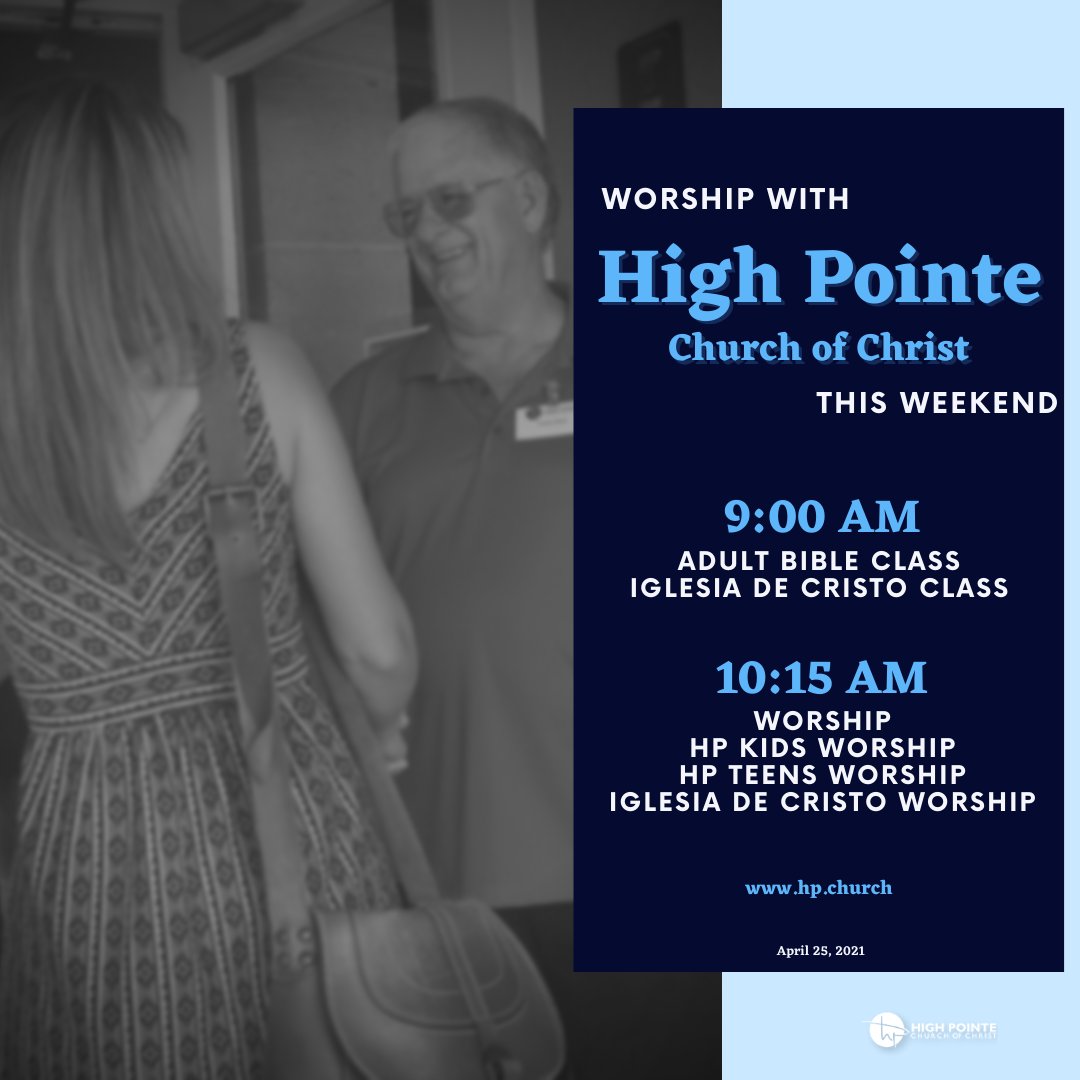 thehpchurch's tweet photo. We can't wait to worship with you this weekend. We are wrapping up our Evidence of Christianity class and continuing our Convictions sermon series. #HPFamily #HighPointeChurchofChrist #HighPointeChurch #HPWorship #HPKids #HPTeens #Convictions https://t.co/sBOlsGcIPL