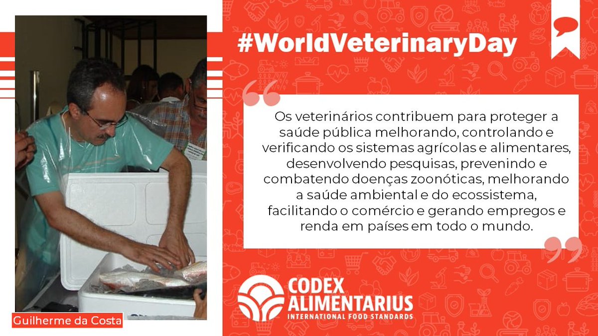  | "Vets contribute to protecting public health by improving & controlling  #FoodSystems, developing research, preventing and tackling zoonotic diseases, enhancing environmental  #health, facilitating trade and generating employment and incomes in countries"- Guilherme da Costa