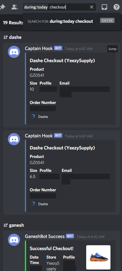 Osmorredor's tweet photo. Bot: @Dashe n @theGaneshBot 
Proxies:
@LiveProxies Private Pool
@fatalproxies ISPs
@TrinityProxies ISPs
CG: @LacedNetwork @Soleus 
Emails: @ArtemisProx 

PS: 10 order still alive with emails + charges, the other 9 seems like ghost orders?... https://t.co/9cESA505r7