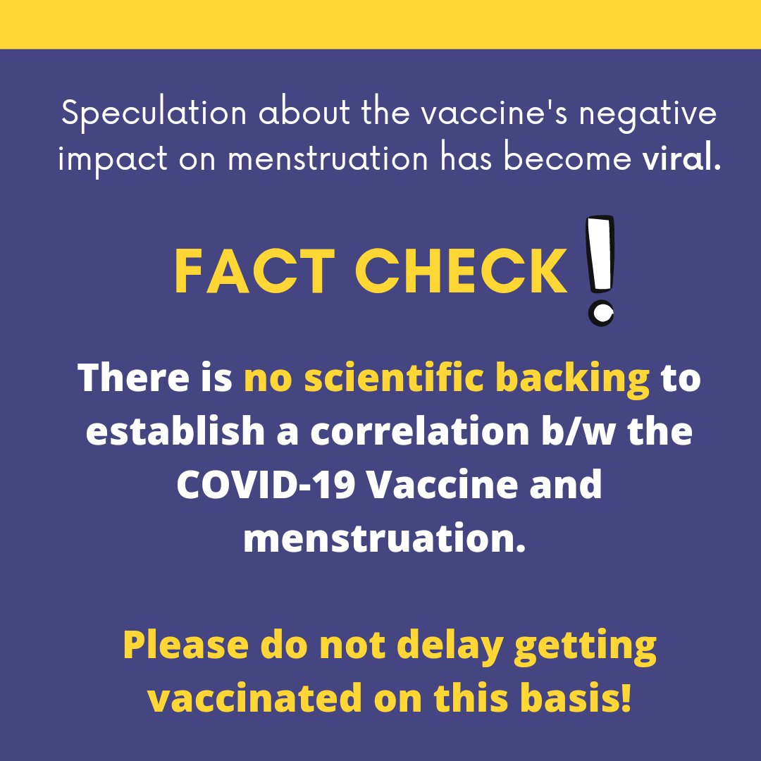 Message has been circulating on popular social media platforms that it's not completely safe for menstruators to get vaccinated around the time of their menstrual cycle and that there are negative repercussions. This post is meant to serve as a fact checking mechanism for that.