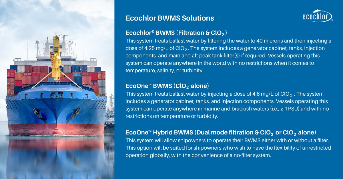Ecochlor Inc Ecochlor Is Pleased To Now Offer Customers Three Revolutionary Ballast Water Management Systems Get In Touch To Discuss Which Ecochlor Bwms Is Best Suited For Your Vessel And