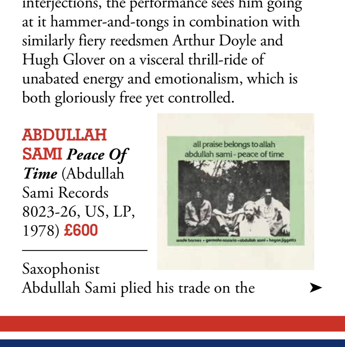 Incredible feature on <a href="/RecCollMag/">Record Collector Mag</a> on 70s Underground #Jazz 🔥This in depth article makes a fascinating read &amp; showcases #AbdullahSami’s ‘#PeaceofTime’ as one of the jewels of the NY #LoftJazz scene ✨Big shout to <a href="/higepaul/">paul bowler</a> and #RecordCollector for the amazing feature! #HolyGrail