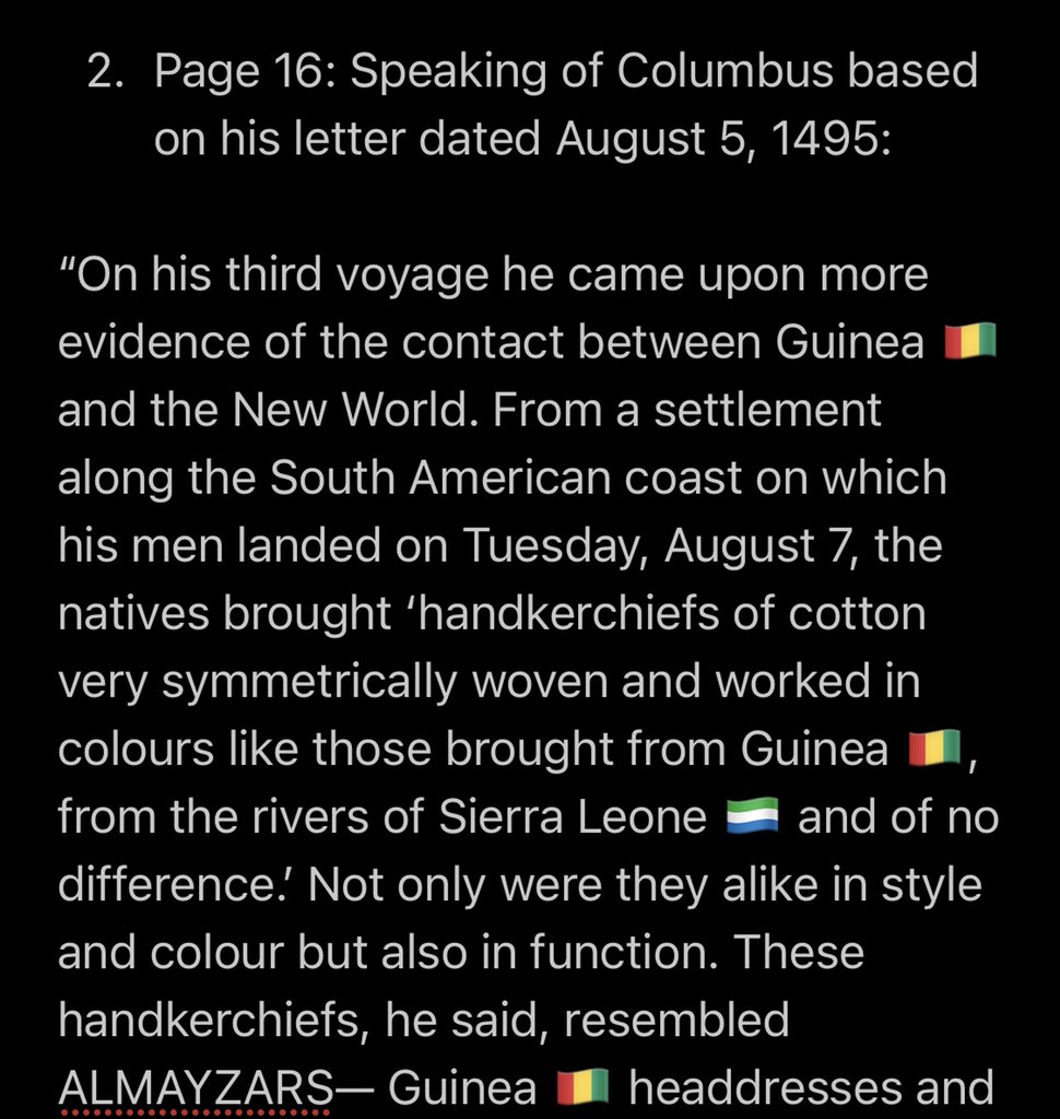 The second piece of evidence also comes from Columbus himself where he presents more West Afrikan Artifacts; from Guinea  proving furthermore that West Afrikans sailed to the Americas and had an Exchange with the Native Americans who also testified of these Afrikans.
