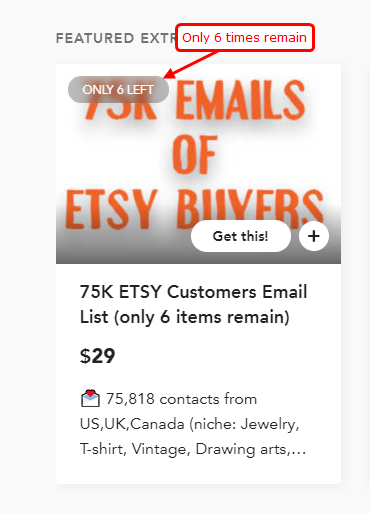 Only 6 sales remain. I will remove the listing after 6 sales.

If you are an #etsy seller, be hurry up. no time for taking the list.

#emailmarketing #marketingstrategy #marketingseo #seo #emaillist #buildingemaillist #bringtraffic #buildingaudience #audiences