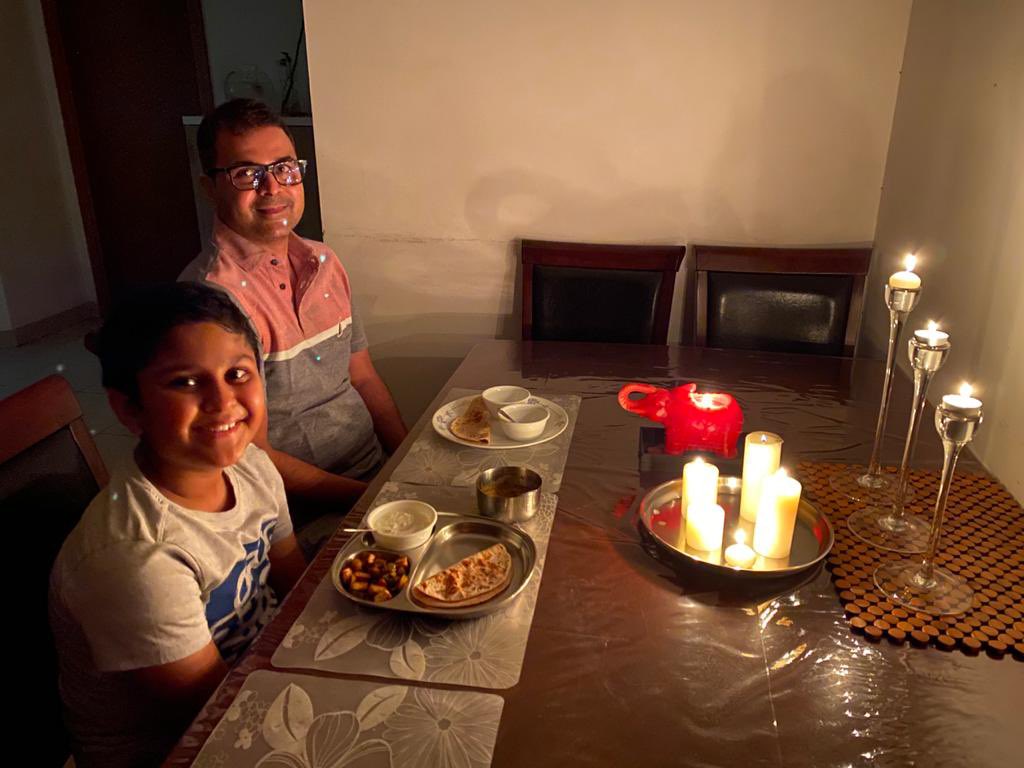 Apart from doing his bit for #MotherEarth, Rishik also realized that dinner was more delicious when eaten in candle light 😀 #EarthDay2021 @DxbModern @GMA_Primary @KNargish @rahatn