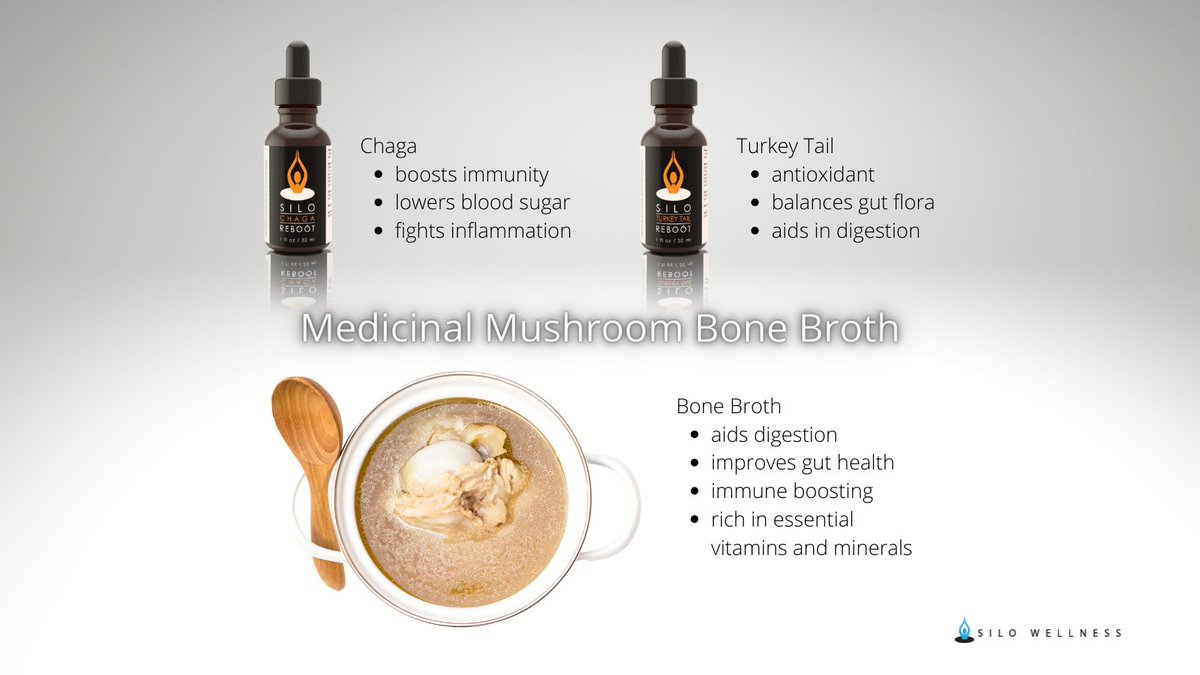 SiloWellness's tweet image. Visit siloreboot.com to shop our #functionalmushroom formulations!

#mushroombonebroth #chaga #reishi #lionsmane #cordycpes #silowellness #siloreboot #psilocybinhealth #medicinalmushroom