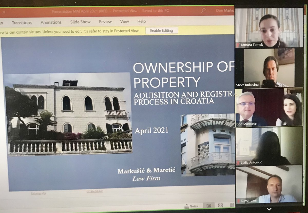 StevenRuksj's tweet photo. Fascinating NFCA zoom today with 48 participants about “Owning Property” in Croatia; thank you panelists: Davor Lauc, Tamara Tomek from Terra Adriatica &amp; Zagreb lawyer Don Markusic and Monika Maretic! Tin Tezak was another legal guest and bravo, Lydia Antonic, as the moderator! https://t.co/QtDcTlzfIM