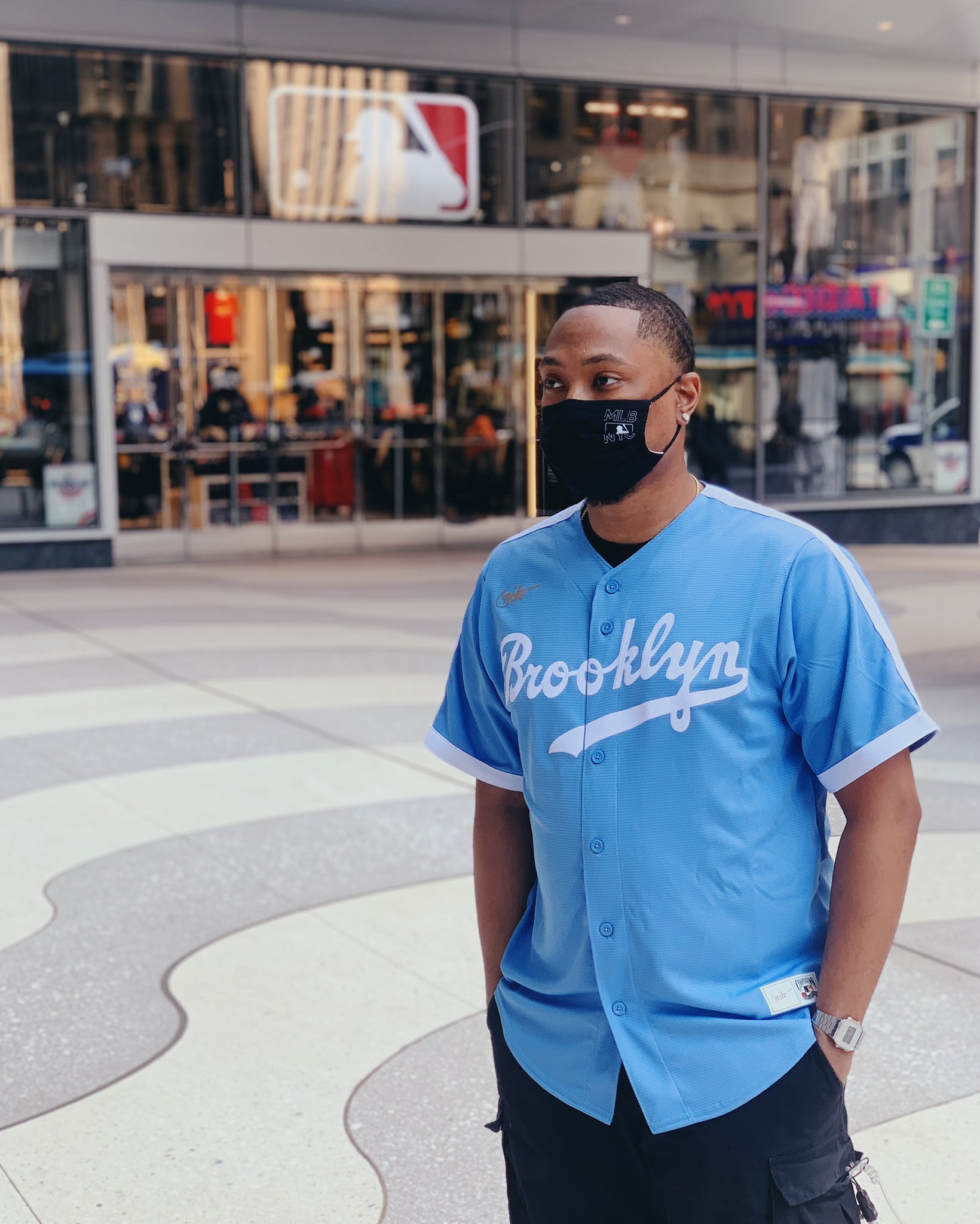 MLB Store on X: 🔥BRAND NEW🔥 This Jackie Robinson light blue Cooperstown  Collection player jersey is out now at the MLB Flagship Store 👀👀👀  #mlbstorenyc  / X