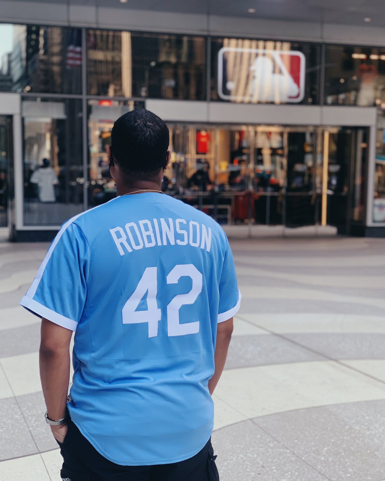 MLB Store on X: 🔥BRAND NEW🔥 This Jackie Robinson light blue Cooperstown  Collection player jersey is out now at the MLB Flagship Store 👀👀👀  #mlbstorenyc  / X