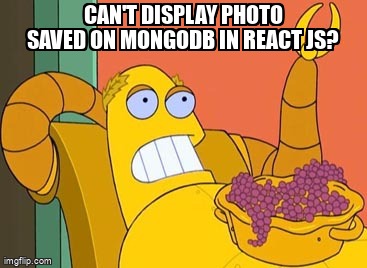 overflow_meme's tweet image. Can&apos;t display photo saved on mongodb in react js? stackoverflow.com/questions/6724… #reactjs #multer #nodejs