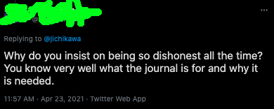 Ironically enough, this tweet in reply to mine got something importantly right, close to the core of my point. I do see what the journal is for: it is for expanding the space of legitimate positions to include more "anti-woke" ones. I object to their attempt to pretend otherwise.