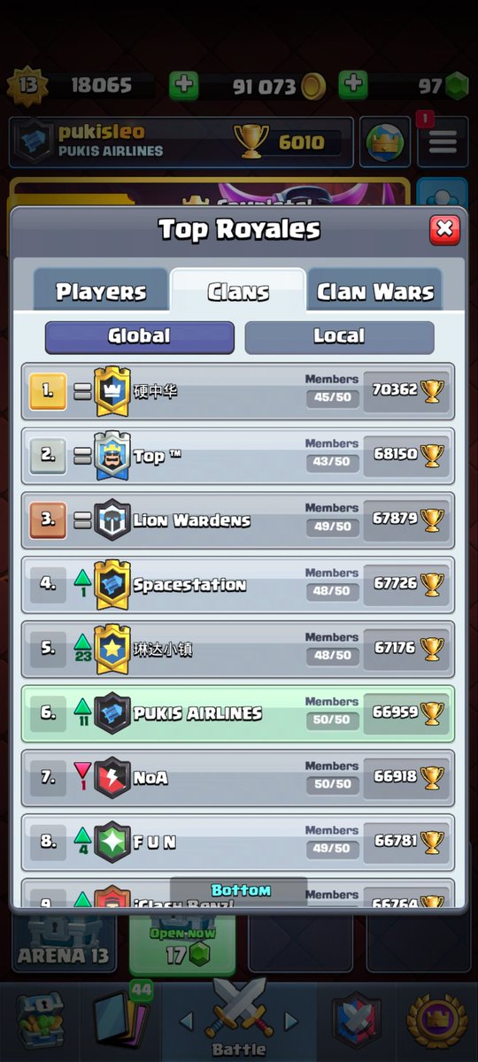 #ClashRoyale #pukisleo #pukisairlines #topglobalclan