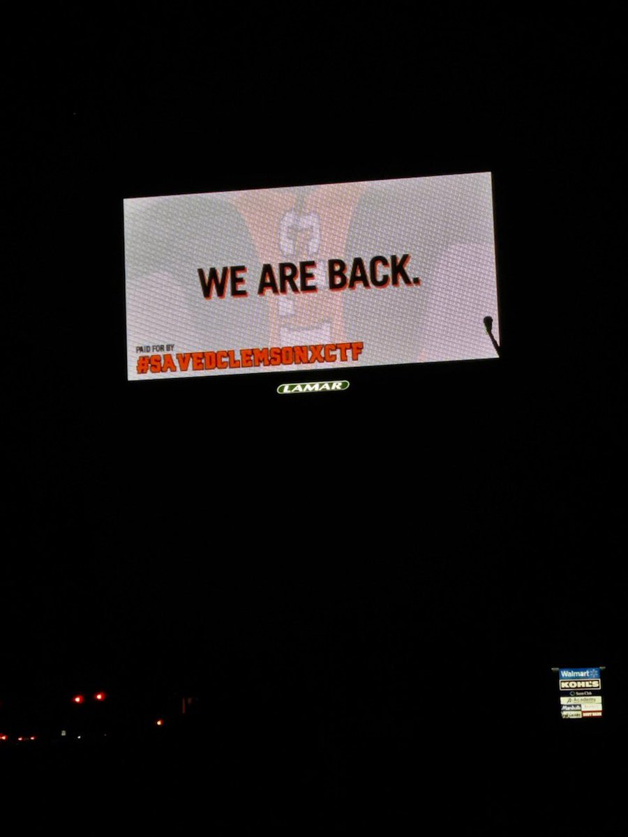 SaveClemsonXCTF's tweet photo. Billboards got a much needed update. 

#SavedClemsonXCTF https://t.co/2jD5m9yhvg