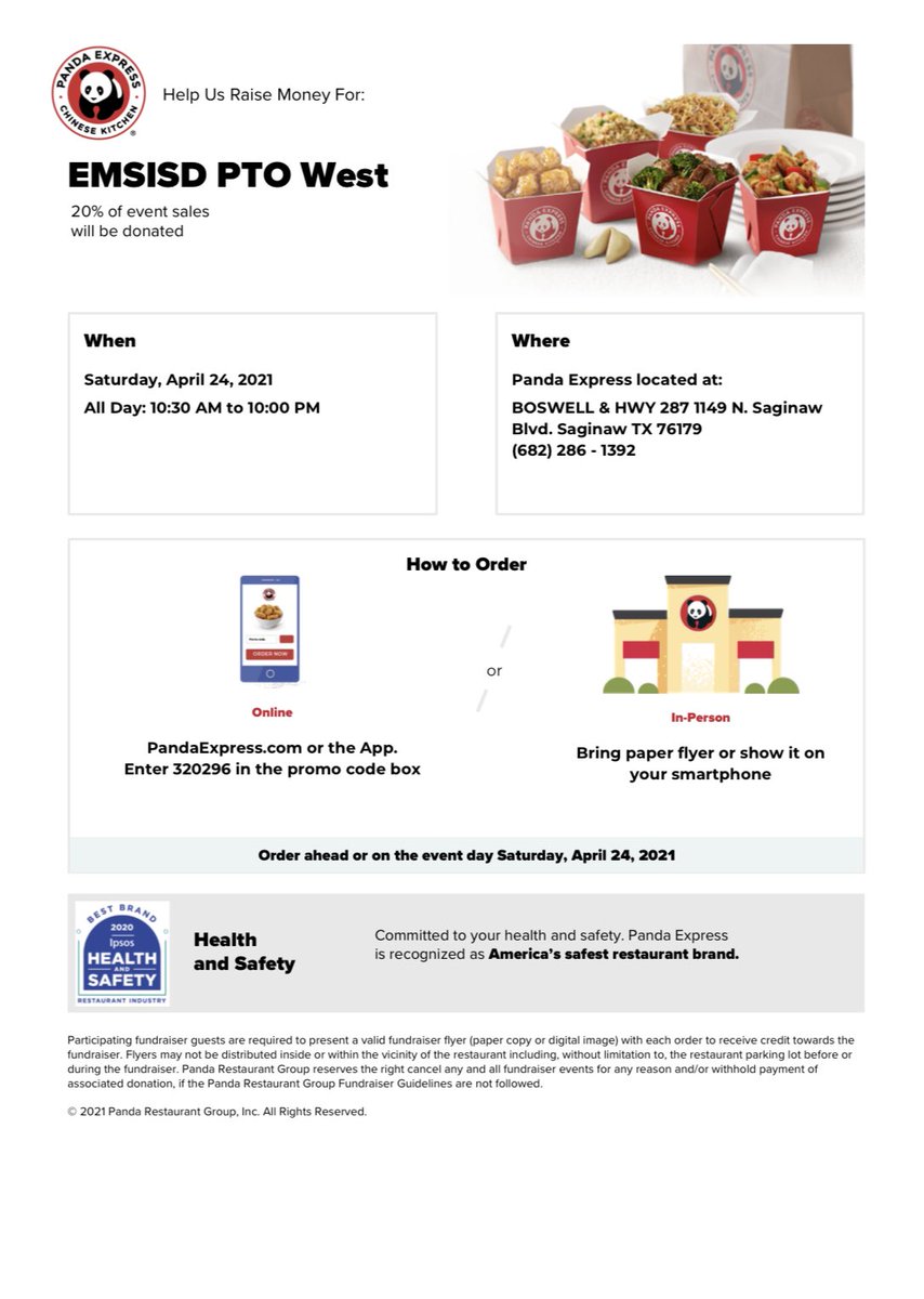 emsisdptowest's tweet photo. Choose @PandaExpress today and mention PTO West! ๐#supportpto #pandaexpress #emsisd @EMSISD @boswellhs @MarineCreekMS @EMSEDFOUNDATION @EdWillkie @ChisholmTrailHS @wildcats_wms https://t.co/M2hKgPNvDn