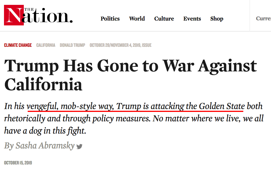 other contributing factors: Garfield Anus has documented seething hatred of California *and* a military fetishbad combination