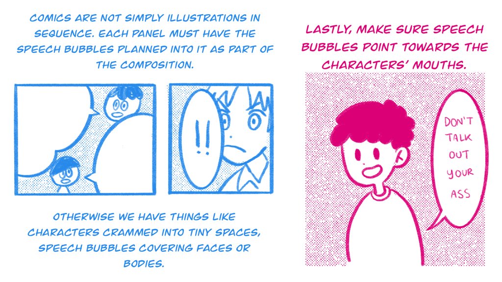 I’d recommend asking a friend who will give you honest criticism to read your sketch before you line it! Comics are a completely different beast from illustrations, so I hope this helps any illustrators trying comics out. (2/2)