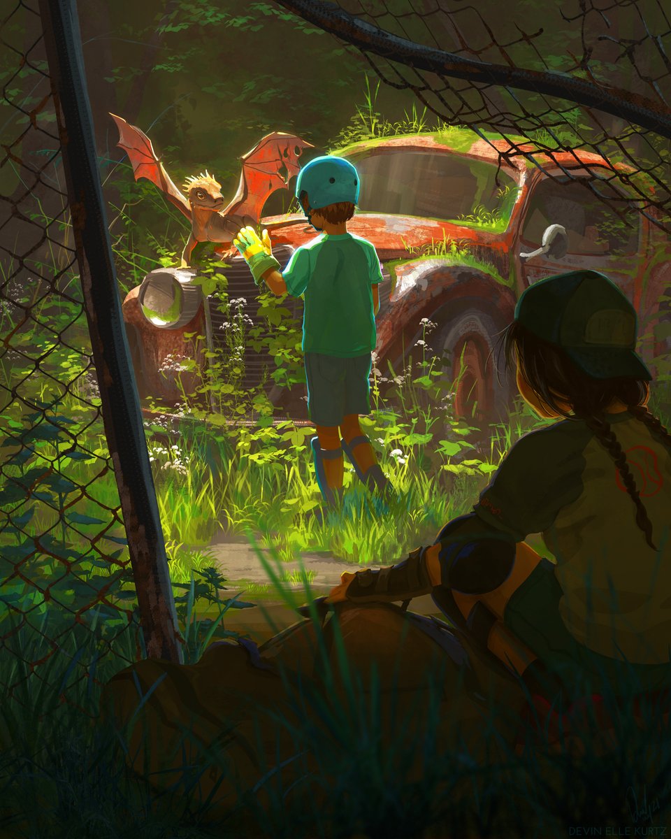 DevinElleKurtz's tweet image. The baby dragon with the torn wing (and the kids who saved it) 🌿