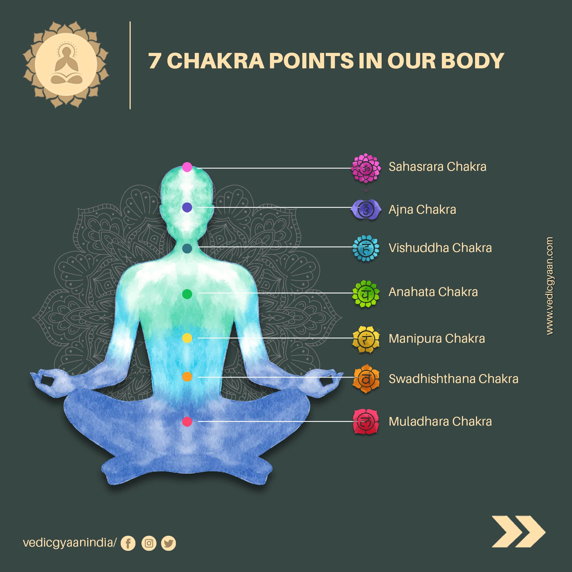 Fascinar Comprimido Chorrito Vedic Gyaan on Twitter: "You must have read some books or have heard from  many yogis about Chakras. But, do you know what chakras are? How do they  work? In the Sanskrit