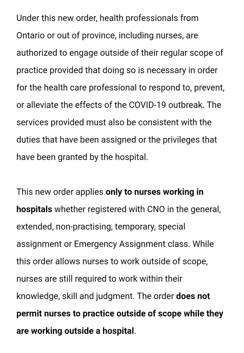 rn_critcare's tweet photo. In case you're wondering how bad things are, nurses have just been given permission from our governing college responsible for our licensing to perform duties outside our scope of practice... This is truly unprecedented.

When I say it's a nightmare I mean it's a nightmare. https://t.co/cPuuSGfaPV