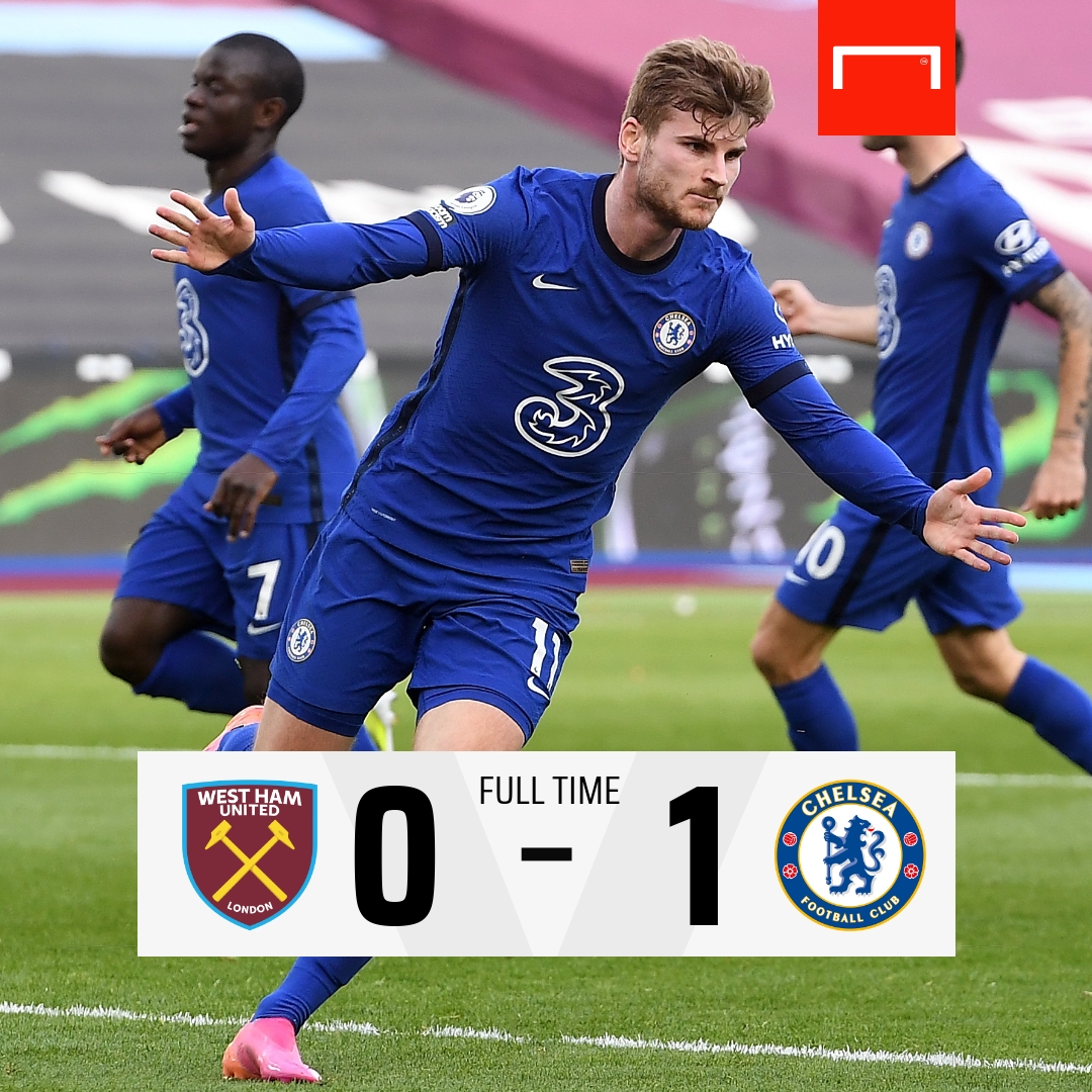 goal's tweet photo. Chelsea open up a three-point gap between themselves in fourth and West Ham in fifth 💙 https://t.co/Zjb6E3bX4j