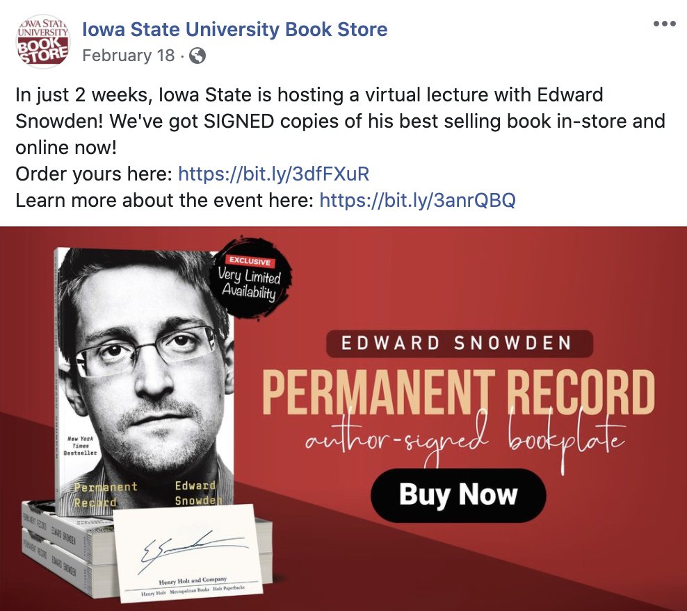 Host says one person will win an autographed version of Snowden's memoir, adding: "By the way, he doesn't do that anymore."If "anymore" means ever since February, then sure.